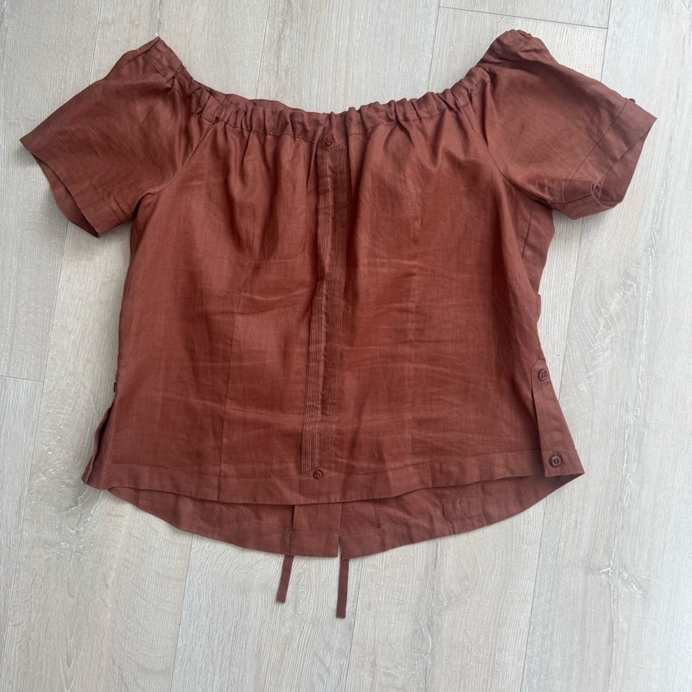 Rust Off-Shoulder Blouse - Picture 4 of 8